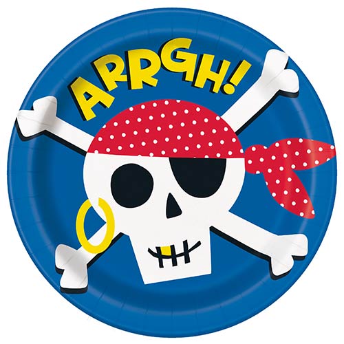 Ahoy Pirate Round Paper Plates 22cm - Pack of 8 Bundle Product Image